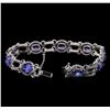 Image 3 : 14KT White Gold 10.80ctw Tanzanite and Diamond Bracelet