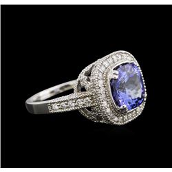 4.26ct Tanzanite and Diamond Ring - 14KT White Gold