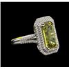 Image 1 : 4.86ct Yellow Topaz and Diamond Ring - 14KT White Gold