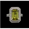 Image 2 : 4.86ct Yellow Topaz and Diamond Ring - 14KT White Gold