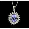 Image 1 : 14KT White Gold 3.14ct Tanzanite and Diamond Pendant With Chain