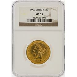 1907 NGC MS63 $10 Liberty Head Eagle Gold Coin