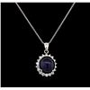 Image 1 : 13.12ct Sapphire and Diamond Pendant - 14KT White Gold