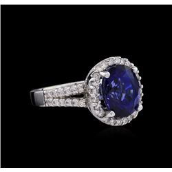 14KT White Gold 6.64ct Sapphire and Diamond Ring