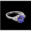 Image 1 : 2.06ct Tanzanite and Diamond Ring - 14KT White Gold