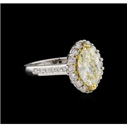 2.01ctw Fancy Light Yellow Diamond Ring - 14KT Two-Tone Gold