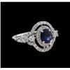 Image 1 : 1.00ct Blue Sapphire and Diamond Ring - 14KT White Gold