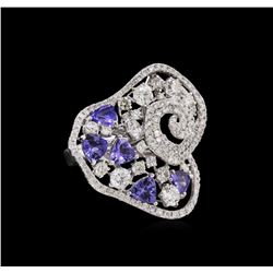 14KT White Gold 1.60ctw Tanzanite and Diamond Ring