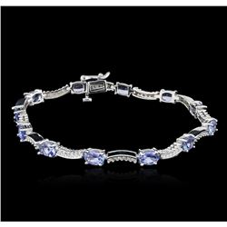 14KT White Gold 5.15ctw Tanzanite and Diamond Bracelet