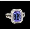 Image 1 : 4.15ct Tanzanite and Diamond Ring - 14KT White Gold