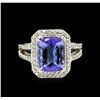 Image 2 : 4.15ct Tanzanite and Diamond Ring - 14KT White Gold