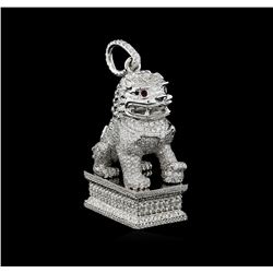 12.24ctw Diamond Foo Dog Pendant - Platinum