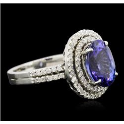 14KT White Gold 3.57ct Tanzanite and Diamond Ring