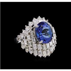 14KT White Gold 6.74ct Tanzanite and Diamond Ring