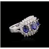 Image 2 : 14KT White Gold 2.88ctw Sapphire and Diamond Ring