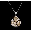 Image 1 : 2.93ctw Diamond Pendant With Chain - 18KT Two-Tone Gold