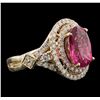 Image 2 : 14KT Yellow Gold 3.17ct Tourmaline and Diamond Ring