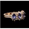 Image 1 : 14KT Rose Gold 1.32ctw Tanzanite and Diamond Ring