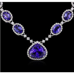 14KT White Gold 18.07ctw Tanzanite and Diamond Necklace