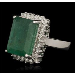 14.32ct Emerald and Diamond Ring - 14KT White Gold