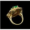 Image 3 : 4.70ctw Emerald and Diamond Ring - 14KT Yellow Gold