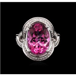 7.45ct Pink Topaz and Diamond Ring - 14KT White Gold