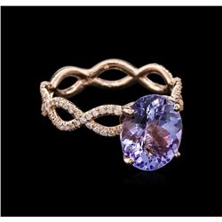 3.02ct Tanzanite and Diamond Ring - 14KT Rose Gold