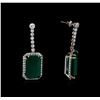 Image 2 : 14KT White Gold GIA Certified 30.46ctw Emerald and Diamond Earrings