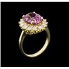 Image 3 : 5.77ct Kunzite and Diamond Ring - 14KT Yellow Gold