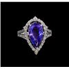 Image 2 : 4.04ct Tanzanite and Diamond Ring - 14KT White Gold
