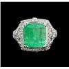 Image 2 : 5.87ct Emerald and Diamond Ring - 14KT White Gold
