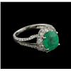 Image 1 : 18KT White Gold 3.06ct Emerald and Diamond Ring