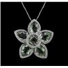 Image 2 : 10.75ctw Amethyst and Diamond Pendant With Chain - 14KT White Gold