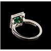 Image 3 : 14KT White Gold 0.25ct Emerald and Diamond Ring