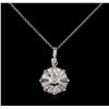 Image 1 : 14KT White Gold 1.00ctw Diamond Pendant With Chain