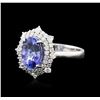 Image 1 : 14KT White Gold 3.11ct Tanzanite and Diamond Ring