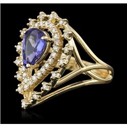 14KT Yellow Gold 1.69ctw Tanzanite and Diamond Ring