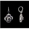 Image 2 : 5.32ctw Sapphire and Diamond Earrings - 18KT White Gold