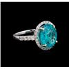 Image 1 : 5.15ct Apatite and Diamond Ring - 14KT White Gold