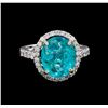Image 2 : 5.15ct Apatite and Diamond Ring - 14KT White Gold