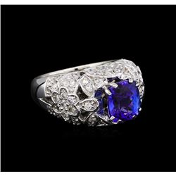 3.35ct Tanzanite and Diamond Ring - 14KT White Gold