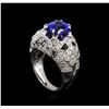 Image 4 : 3.35ct Tanzanite and Diamond Ring - 14KT White Gold