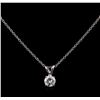 Image 1 : 0.55ct Diamond Pendant With Chain - 14KT White Gold