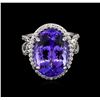 Image 2 : 15.03ct Tanzanite and Diamond Ring - 14KT White Gold