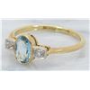Image 2 : 0.42ct Aquamarine and Diamond Ring - 18KT Yellow Gold