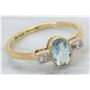 Image 3 : 0.42ct Aquamarine and Diamond Ring - 18KT Yellow Gold