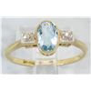 Image 4 : 0.42ct Aquamarine and Diamond Ring - 18KT Yellow Gold