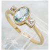 Image 5 : 0.42ct Aquamarine and Diamond Ring - 18KT Yellow Gold