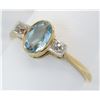 Image 8 : 0.42ct Aquamarine and Diamond Ring - 18KT Yellow Gold