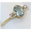 Image 9 : 0.42ct Aquamarine and Diamond Ring - 18KT Yellow Gold